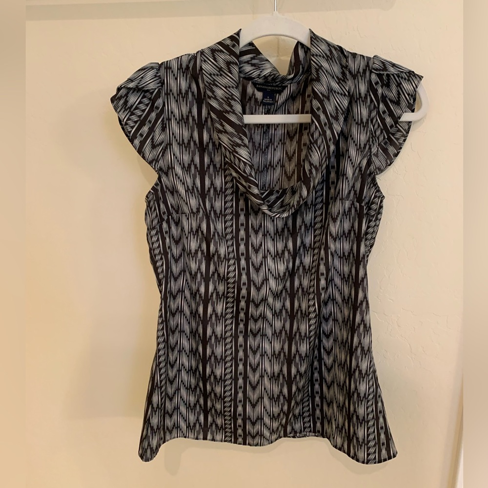 Banana Republic black, patterned, blouse, size small